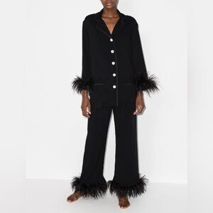SLEEPER Feather-Trim Party Pajama Set XS